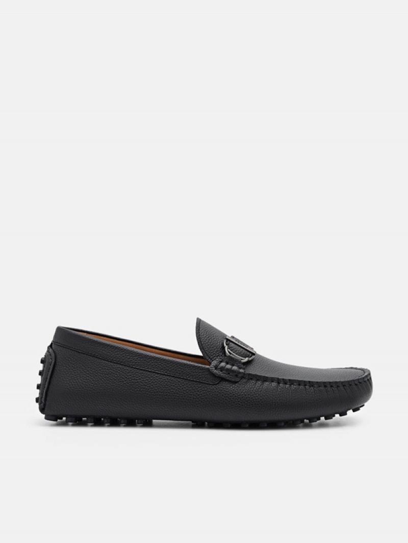 Black Men\'s Pedro Jackson Leather Moccasins | MNKWDO-978