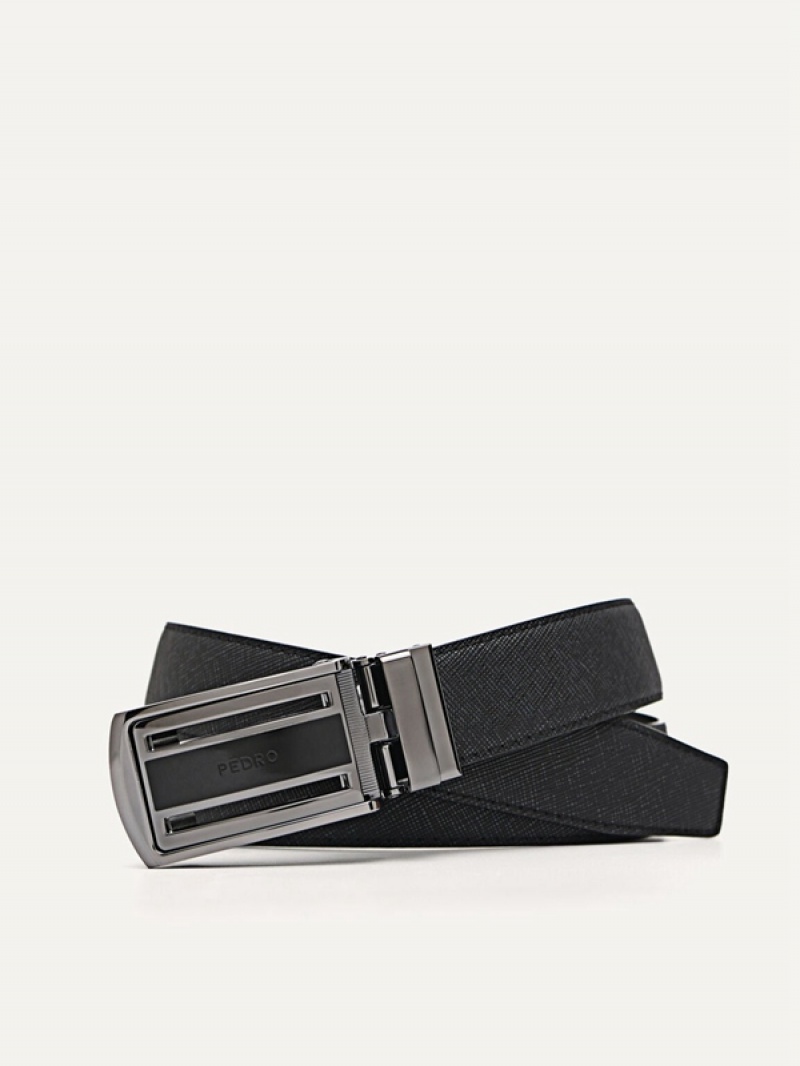 Black Men\'s Pedro Leather Automatic Belt | JAXVST-956