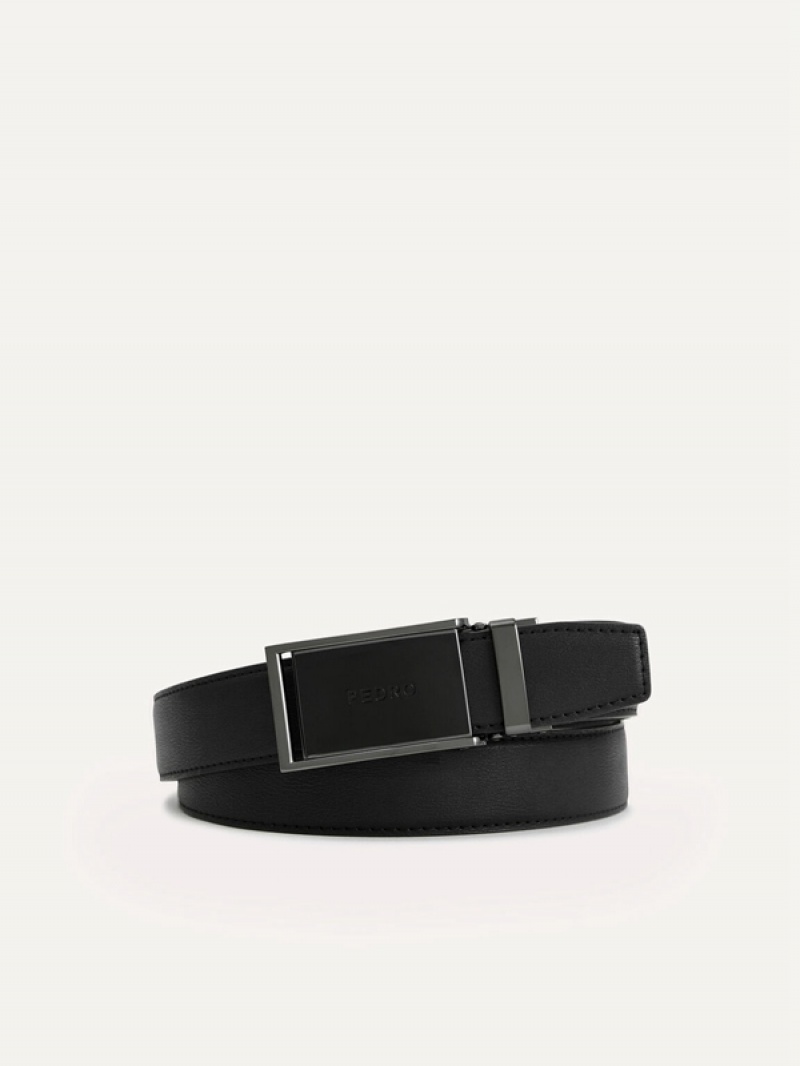 Black Men\'s Pedro Leather Automatic Buckle Belt | QNGLBF-085