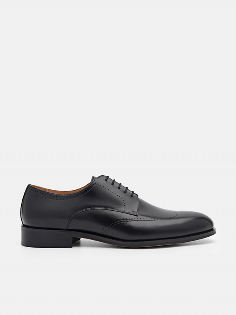 Black Men\'s Pedro Leather Brogue Derby Shoes | BOHPVK-695