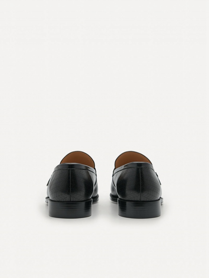 Black Men's Pedro Leather Buckle Loafers | PRGLVM-502