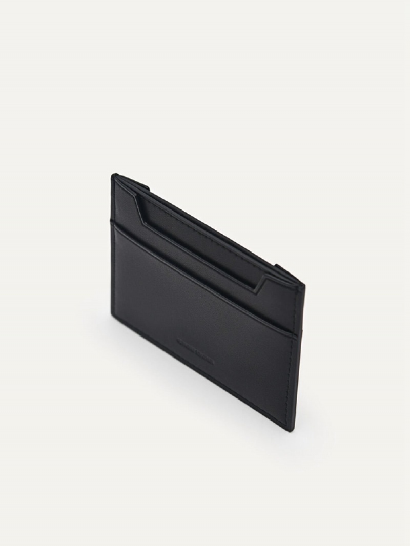 Black Men's Pedro Leather Card Holder | DCNXIZ-910