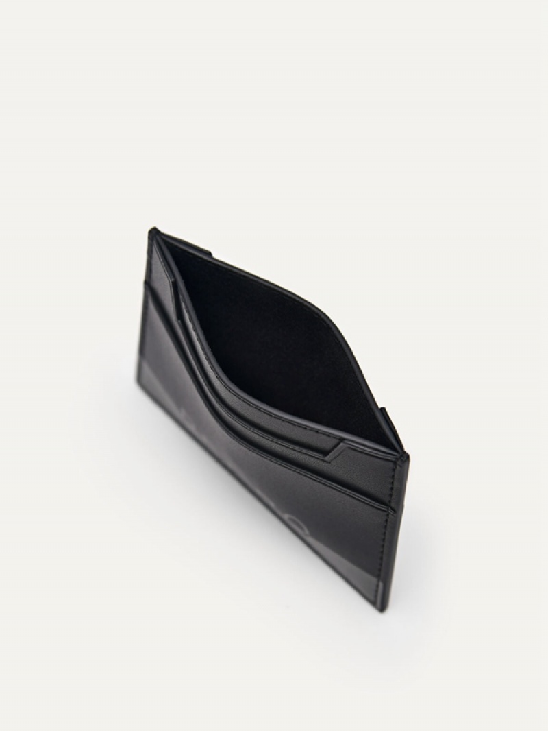 Black Men's Pedro Leather Card Holder | DCNXIZ-910