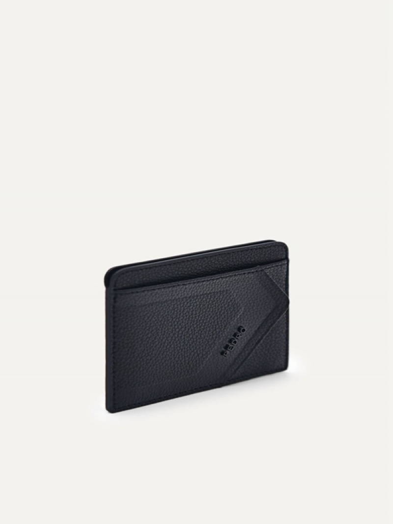 Black Men's Pedro Leather Card Holder | EPTFOD-203