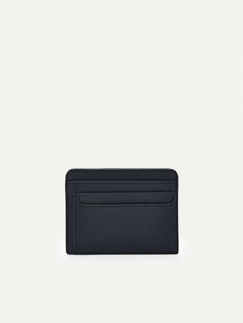 Black Men's Pedro Leather Card Holder | EPTFOD-203