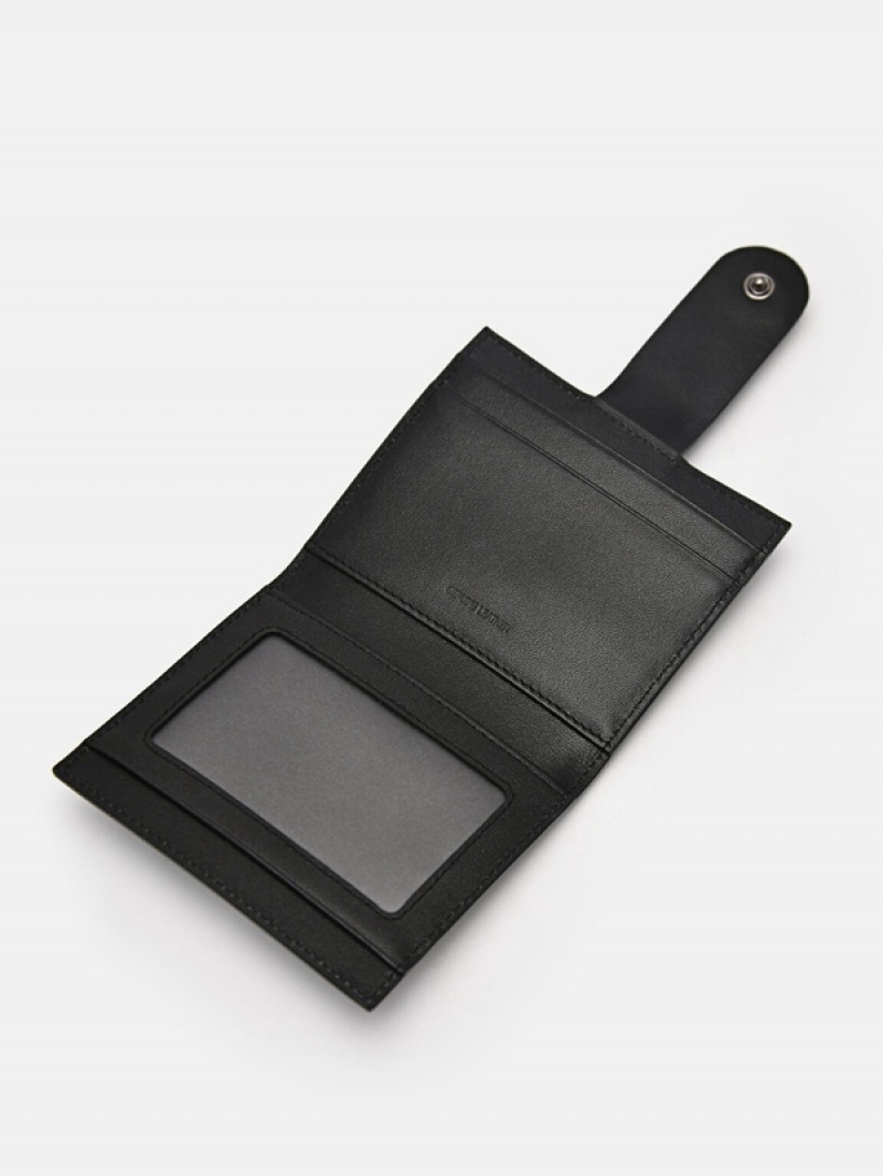 Black Men's Pedro Leather Card Holder | MBRQKJ-450