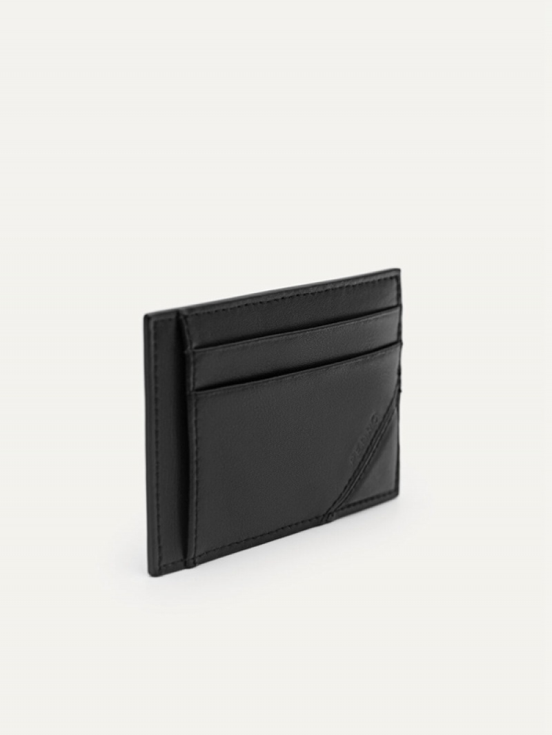 Black Men's Pedro Leather Card Holder | MRVBPW-409