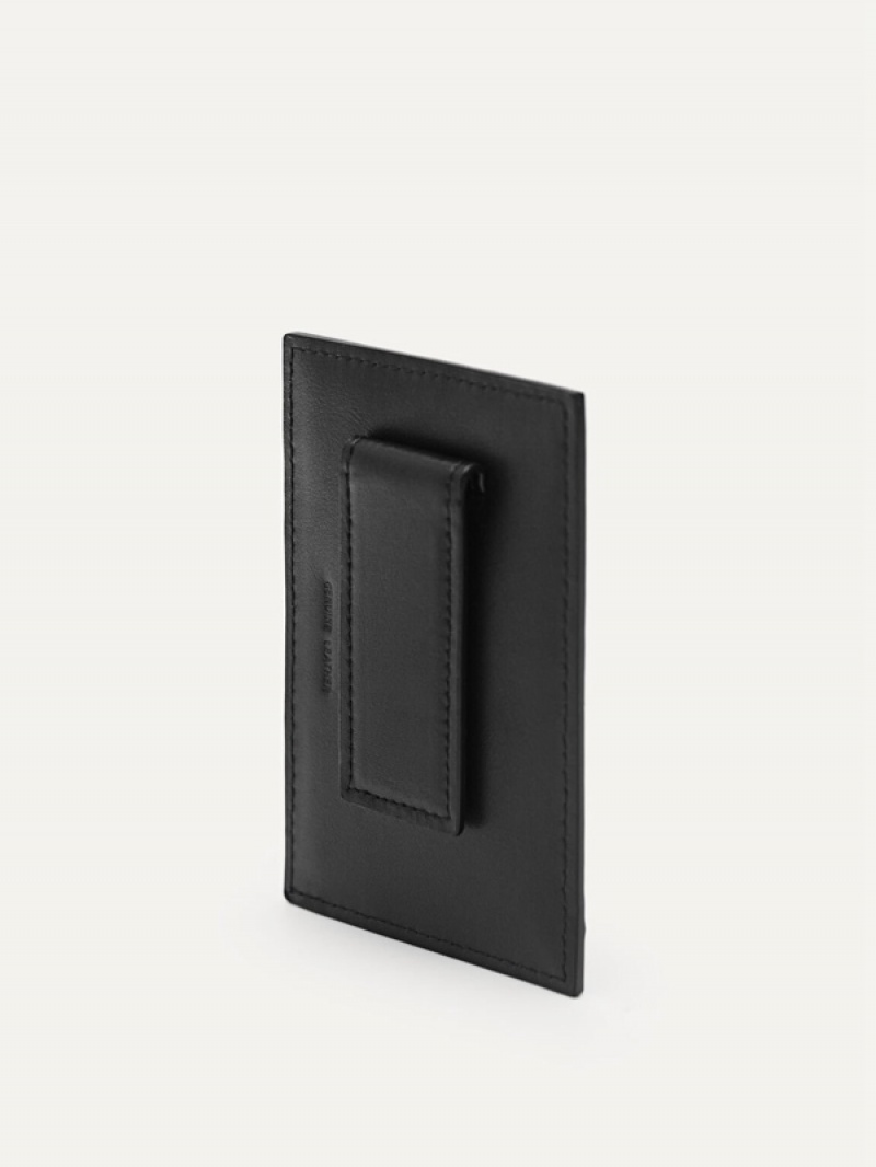 Black Men's Pedro Leather Card Holder | MRVBPW-409