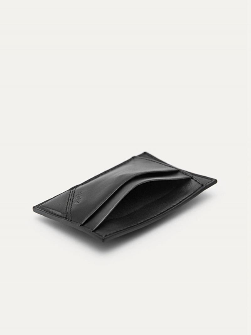 Black Men's Pedro Leather Card Holder | MRVBPW-409