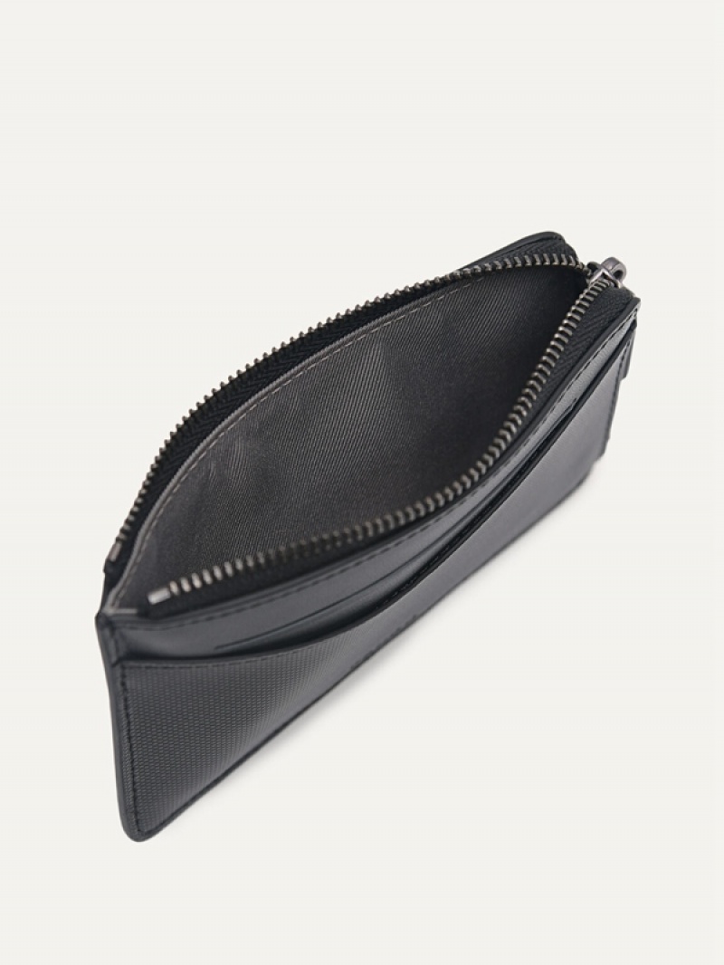 Black Men's Pedro Leather Card Holder | WIYLPJ-841