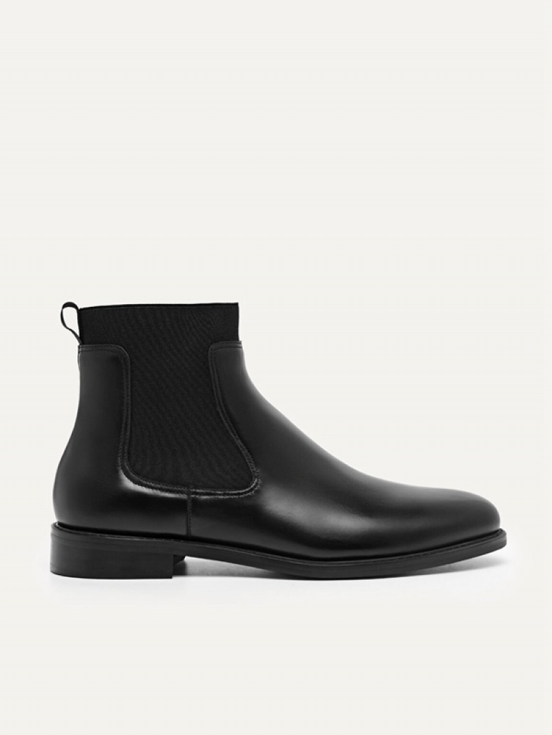 Black Men\'s Pedro Leather Chelsea Boots | IWSXTO-081