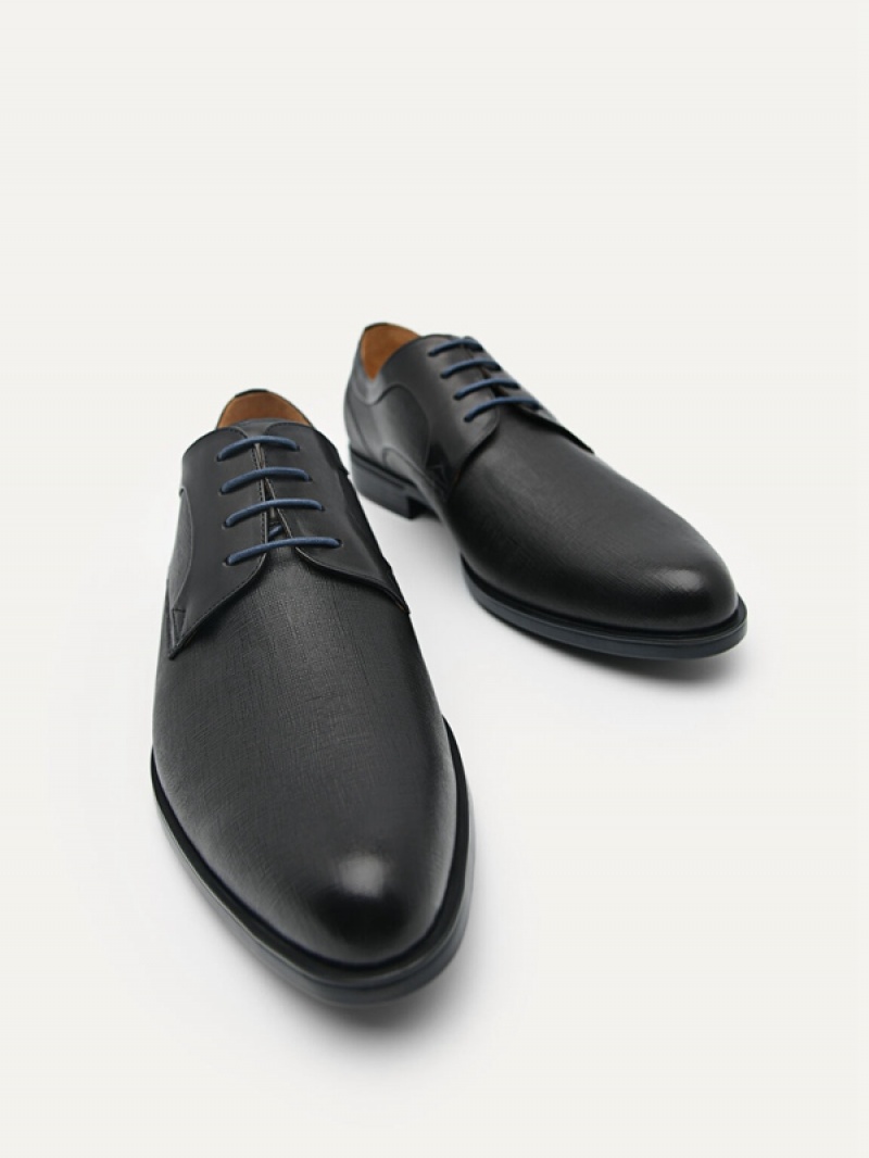 Black Men's Pedro Leather Derby Shoes | FBEWYV-862