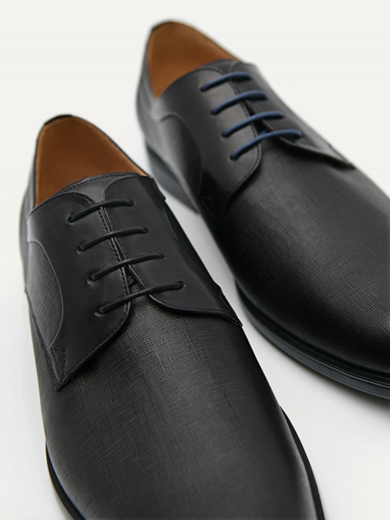 Black Men's Pedro Leather Derby Shoes | FBEWYV-862