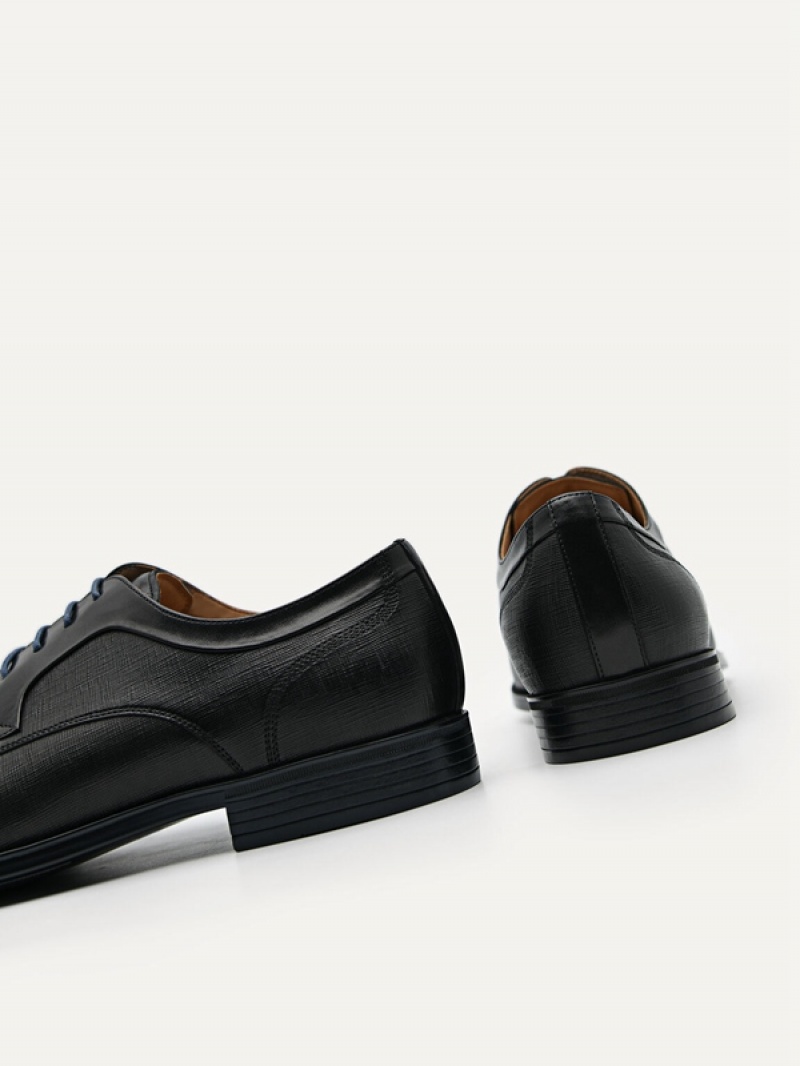 Black Men's Pedro Leather Derby Shoes | FBEWYV-862