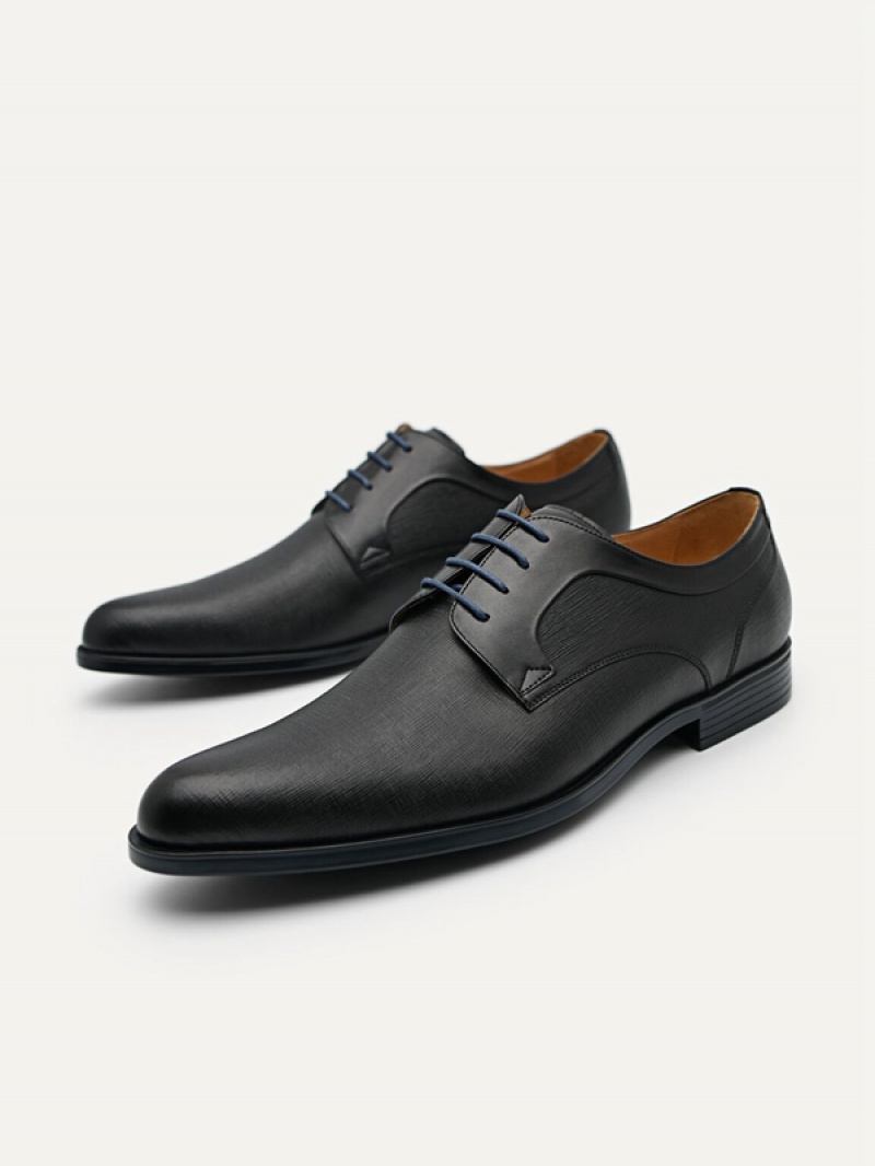 Black Men's Pedro Leather Derby Shoes | FBEWYV-862