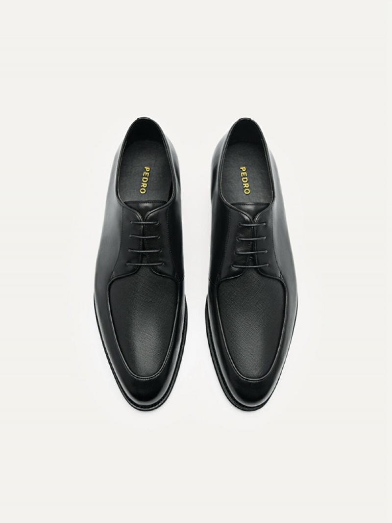 Black Men's Pedro Leather Derby Shoes | JXGIRC-047