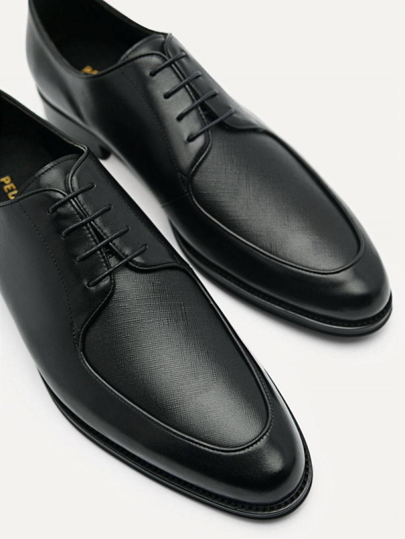 Black Men's Pedro Leather Derby Shoes | JXGIRC-047