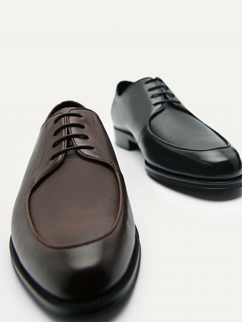 Black Men's Pedro Leather Derby Shoes | JXGIRC-047