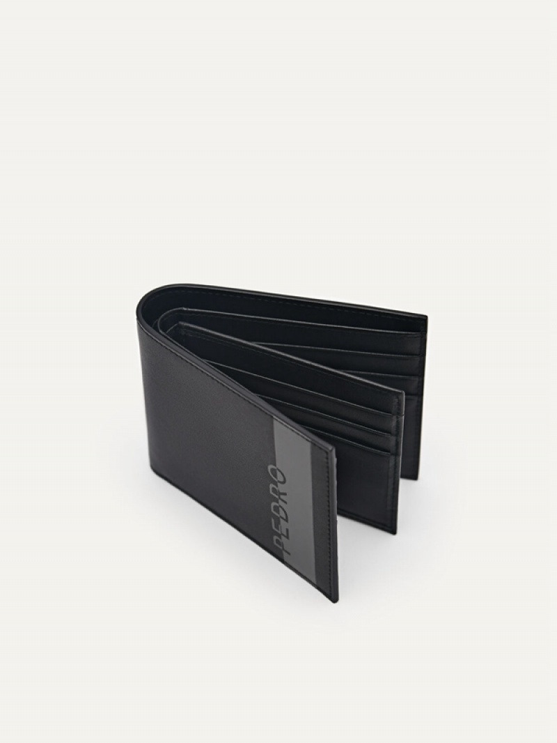 Black Men's Pedro Leather Flip Bifold Wallet | ZDMNSQ-409