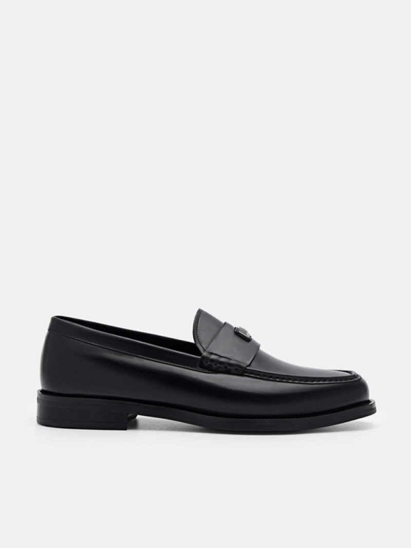 Black Men\'s Pedro Leather Loafers | KNFOHS-523