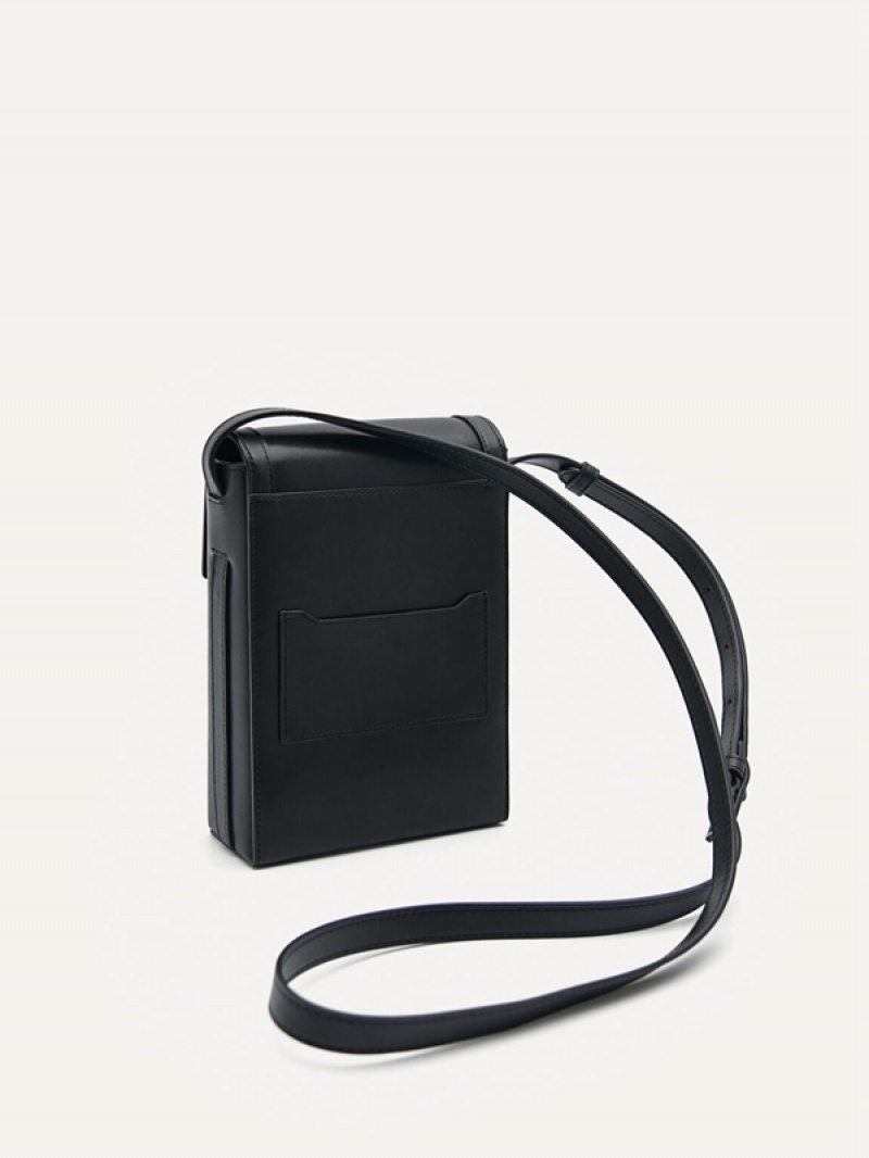 Black Men's Pedro Leather Mini Pouches | KASPUC-192