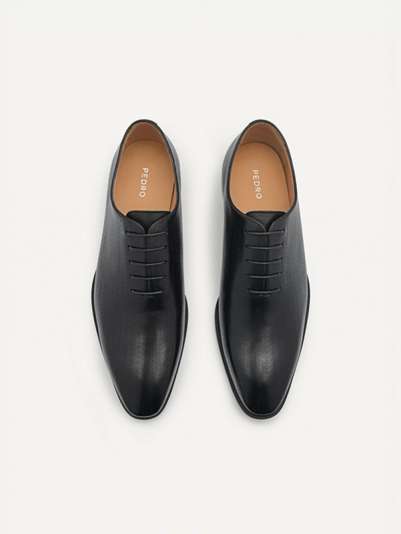 Black Men's Pedro Leather Oxford Shoes | OIHDCR-438