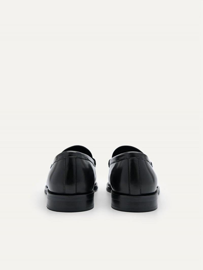 Black Men's Pedro Leather Penny Loafers | EKXSJW-248