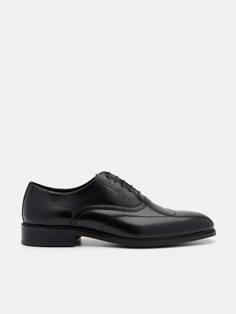 Black Men\'s Pedro Leather Wingtip Oxford Shoes | JLFZVO-756