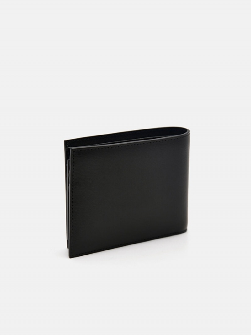 Black Men's Pedro Leather with Insert Bifold Wallet | UWOSVB-072