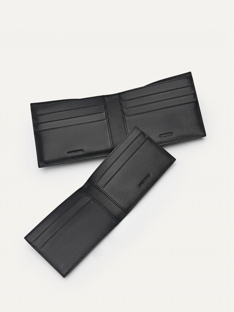 Black Men's Pedro Leather with Insert Bifold Wallet | VZKSRN-908