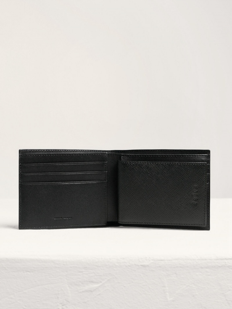 Black Men's Pedro Leather with Insert Bifold Wallet | XPTSIR-920