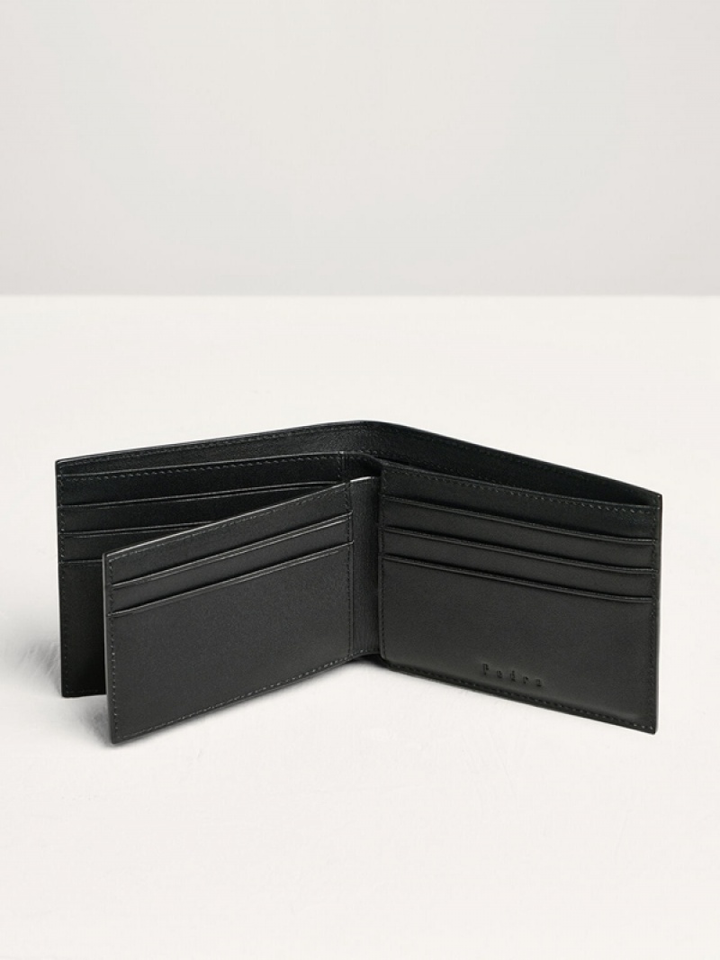 Black Men's Pedro Leather with Insert Bifold Wallet | XPTSIR-920