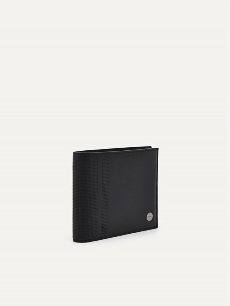 Black Men's Pedro Leather with Insert Bifold Wallet | UFVTYJ-780