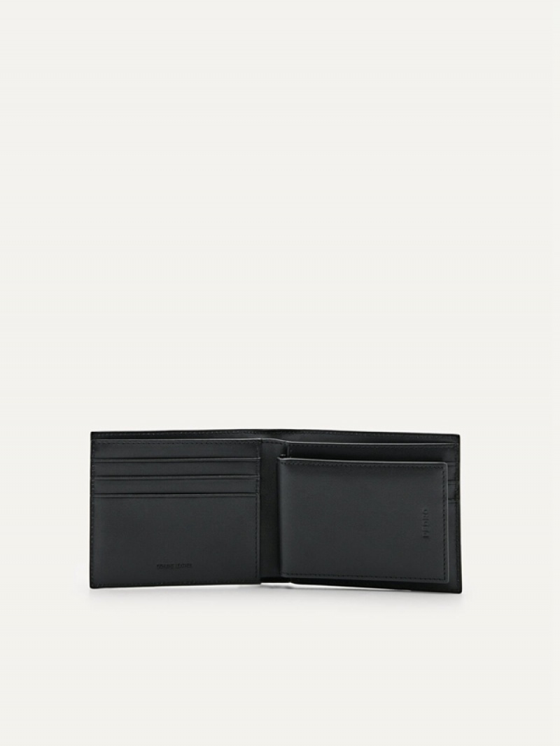 Black Men's Pedro Leather with Insert Bifold Wallet | UFVTYJ-780