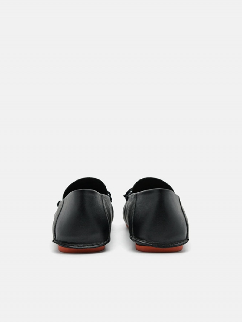 Black Men's Pedro Leto Leather Moccasins | VHWTIZ-829