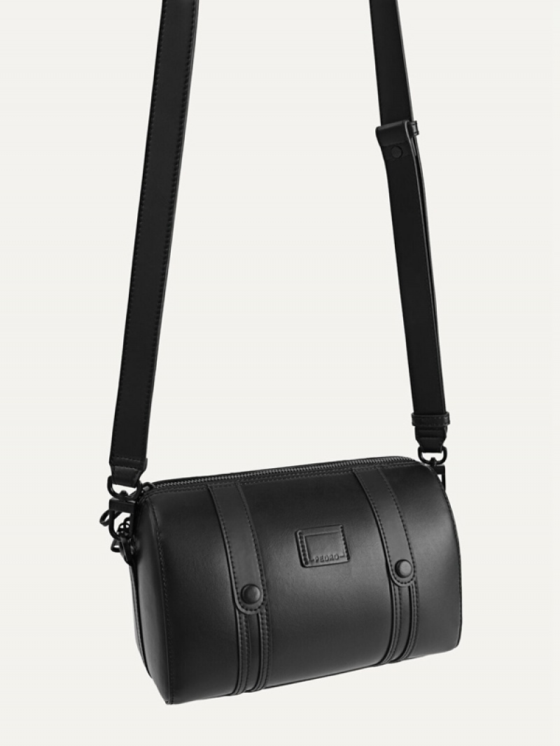 Black Men's Pedro Monochrome Crossbody Bag | IBLPTR-630