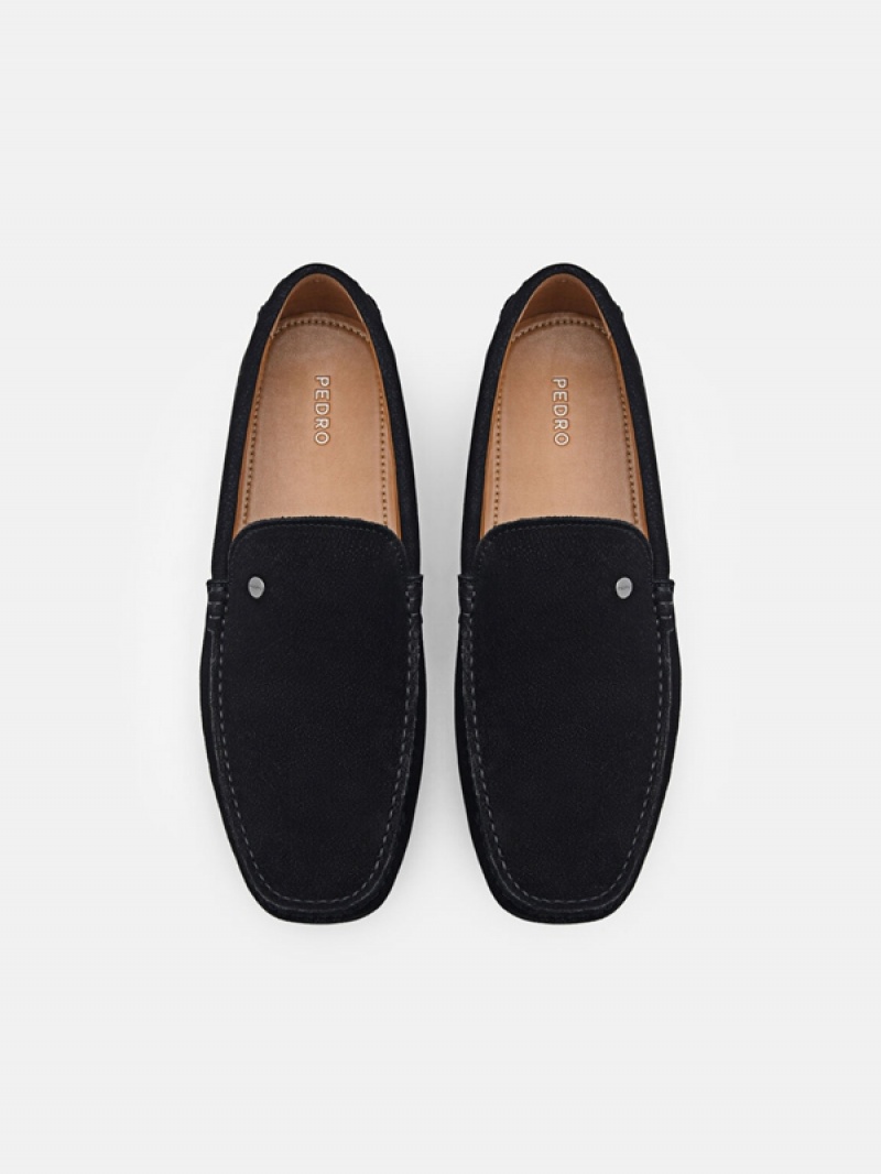 Black Men's Pedro Nubuck Moccasins | YATOIV-694