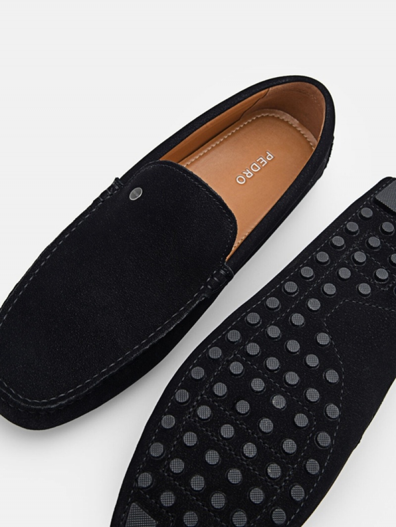 Black Men's Pedro Nubuck Moccasins | YATOIV-694