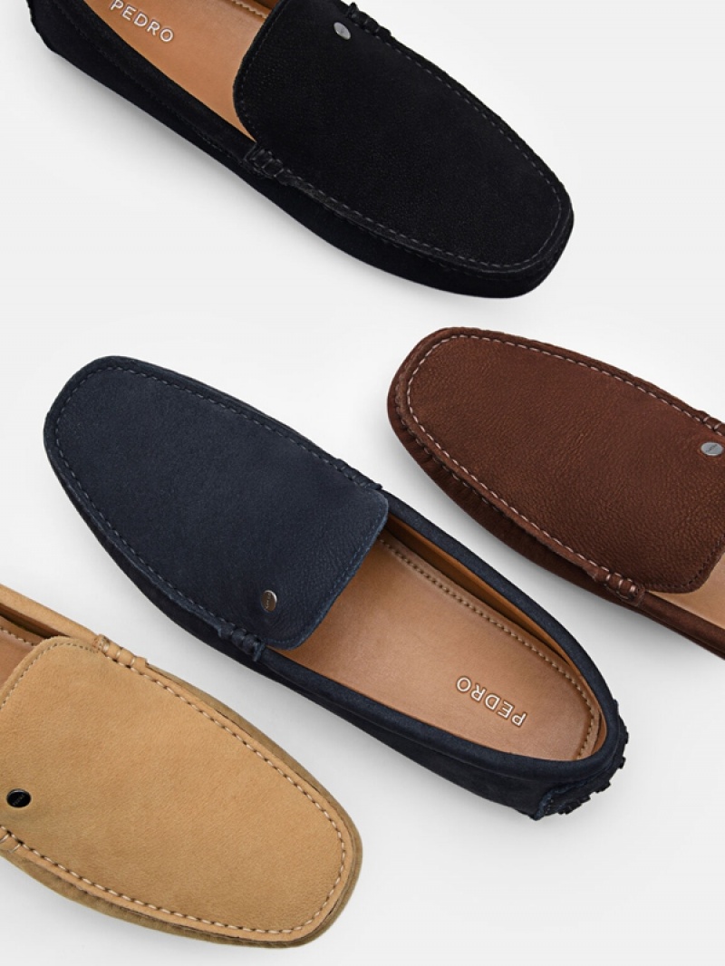 Black Men's Pedro Nubuck Moccasins | YATOIV-694