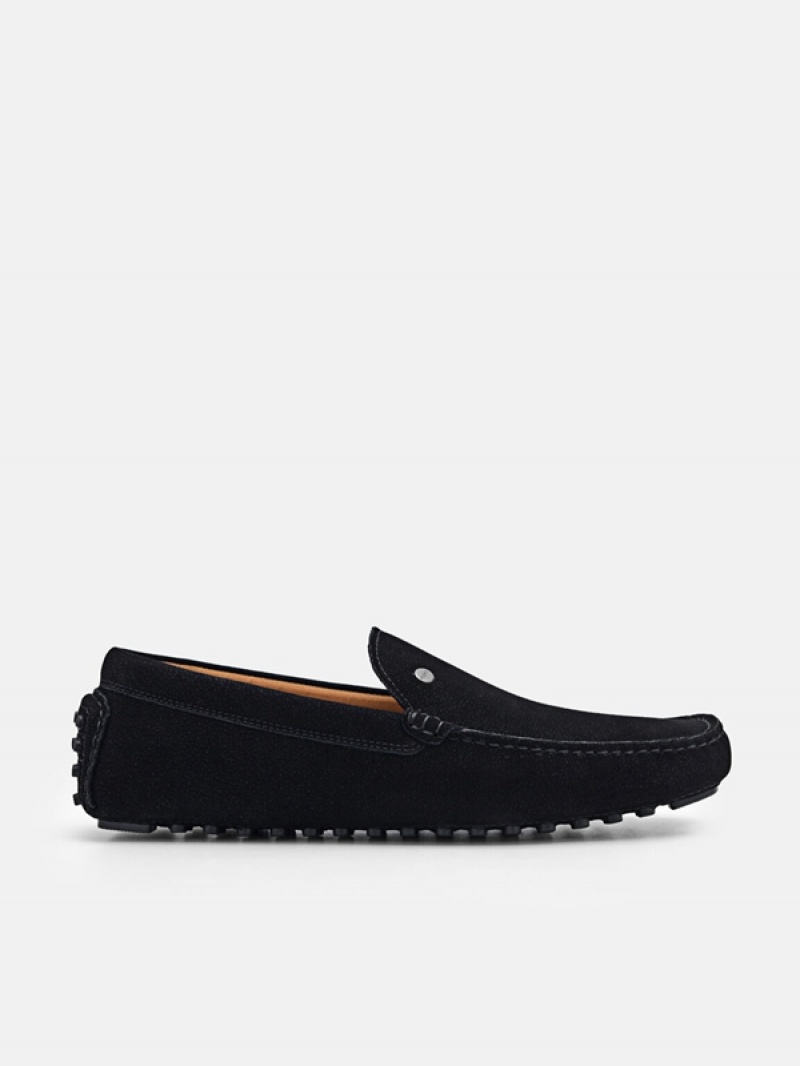 Black Men\'s Pedro Nubuck Moccasins | YATOIV-694