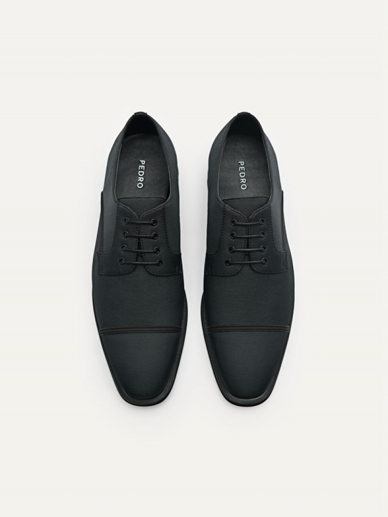 Black Men's Pedro Nylon Derby Shoes | LHSPFX-038