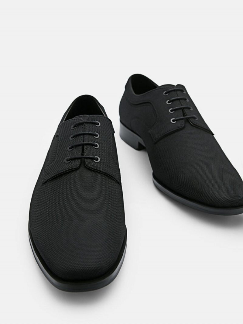 Black Men's Pedro Nylon Derby Shoes | UZYDJI-954