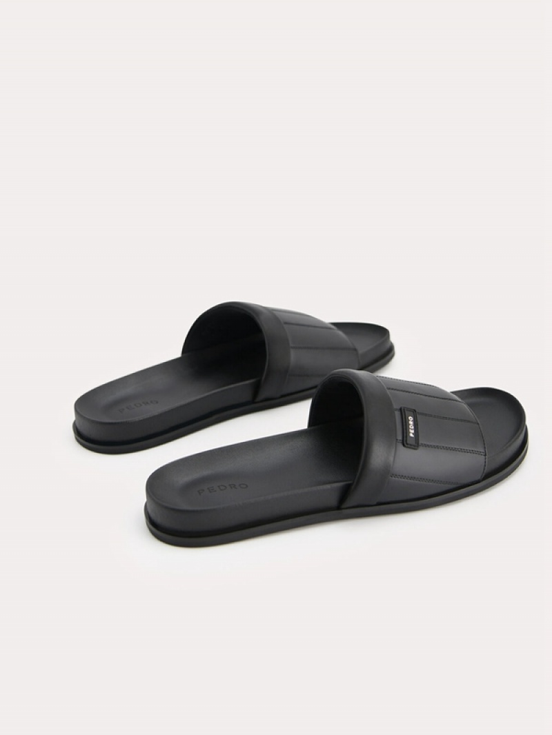 Black Men's Pedro Padded Slides | NWVIGU-431