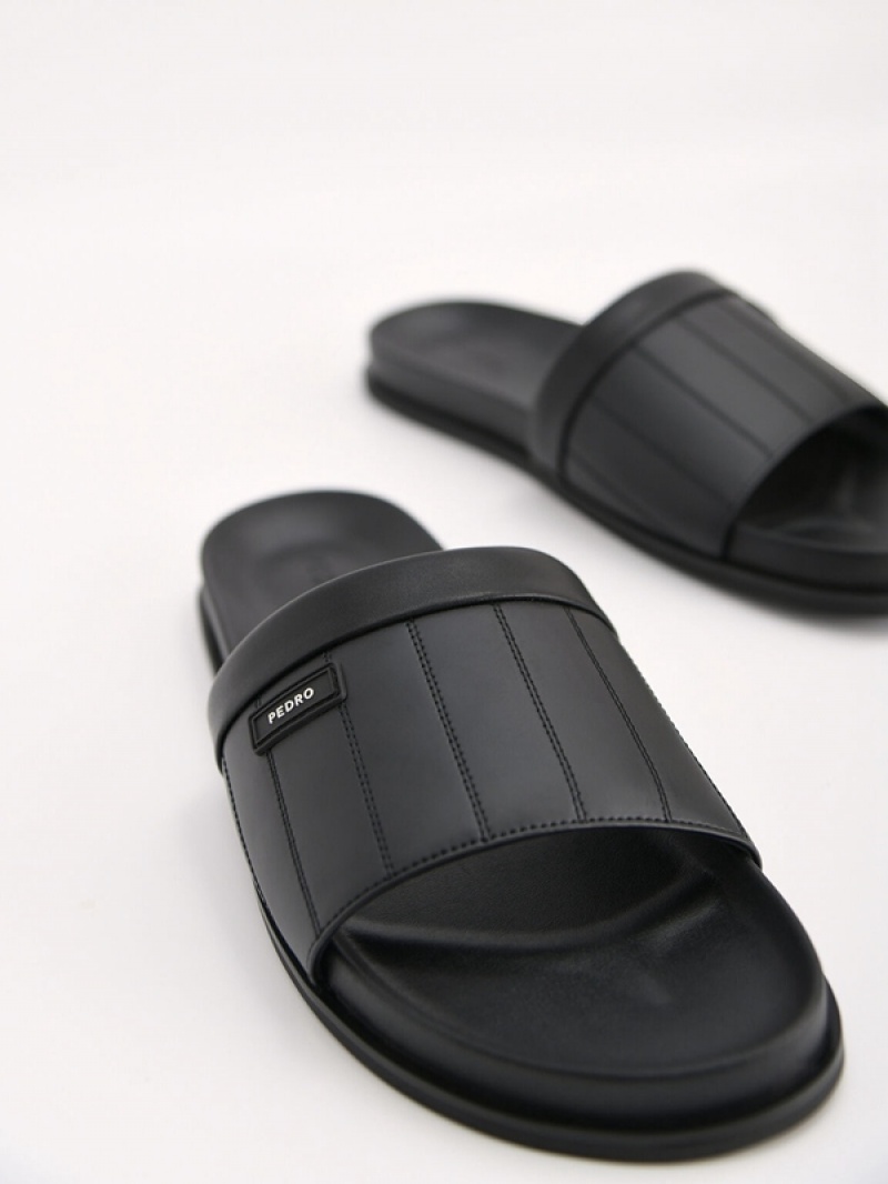 Black Men's Pedro Padded Slides | NWVIGU-431