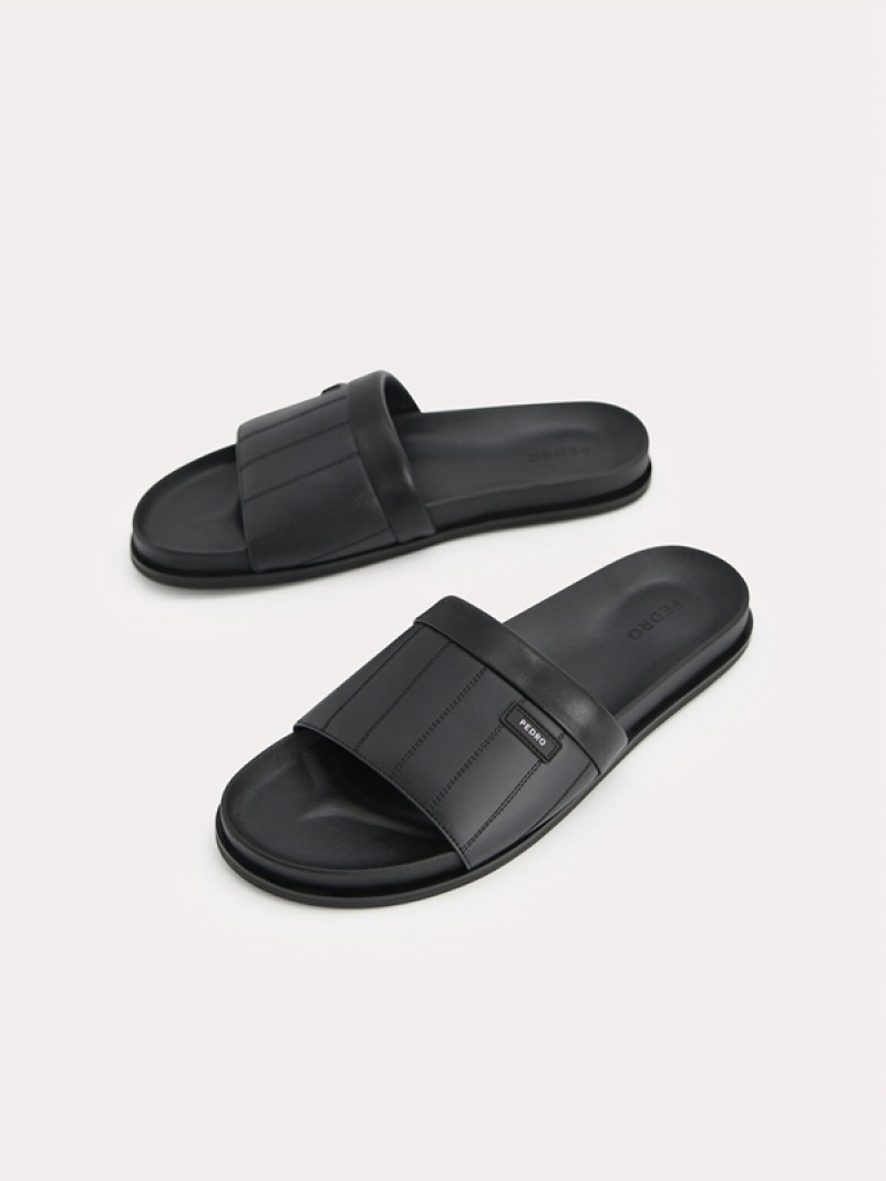 Black Men's Pedro Padded Slides | NWVIGU-431