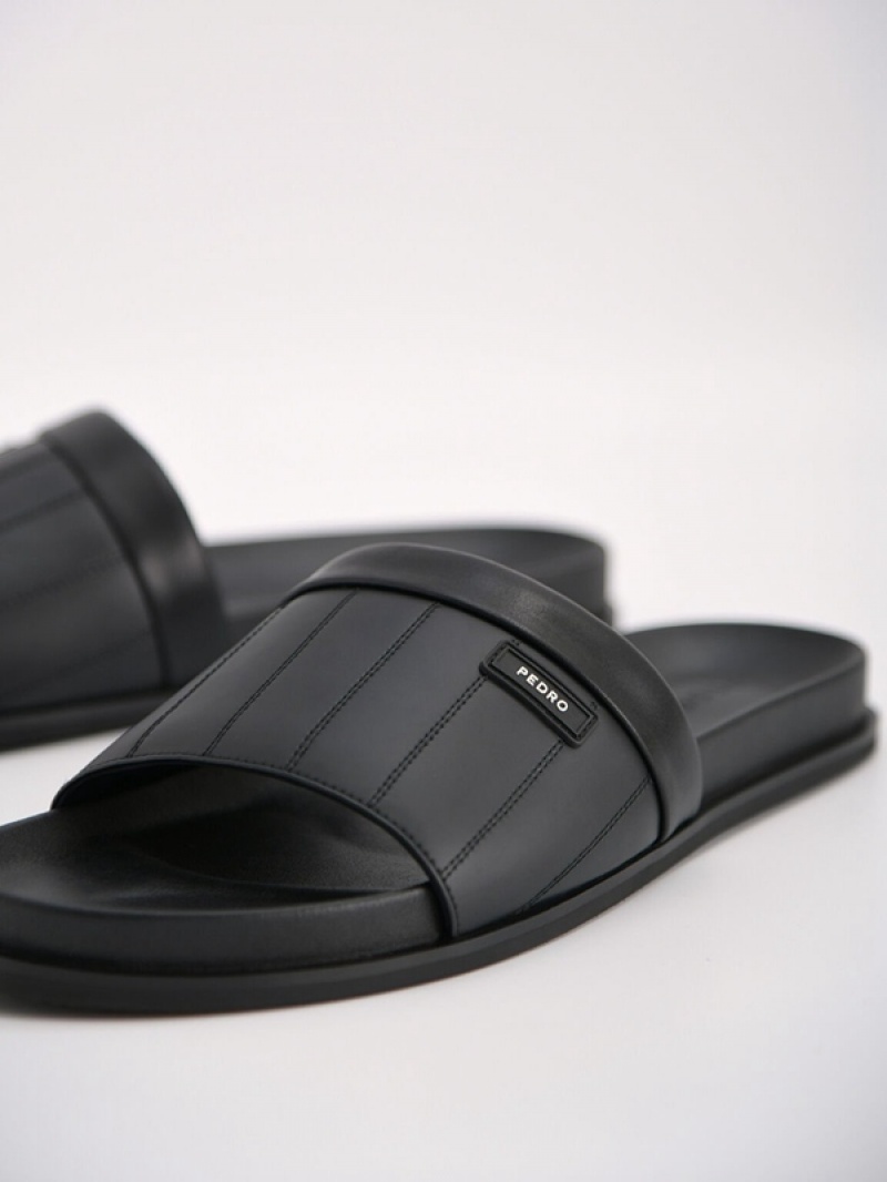 Black Men's Pedro Padded Slides | NWVIGU-431