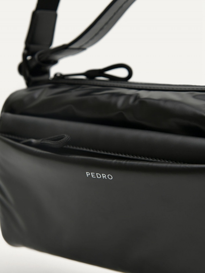 Black Men's Pedro Plush Nylon Sling Bag | KMYORA-017