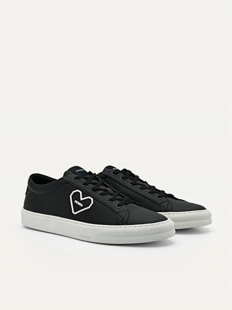 Black Men's Pedro Ridge Court Sneakers | IHSXMV-769