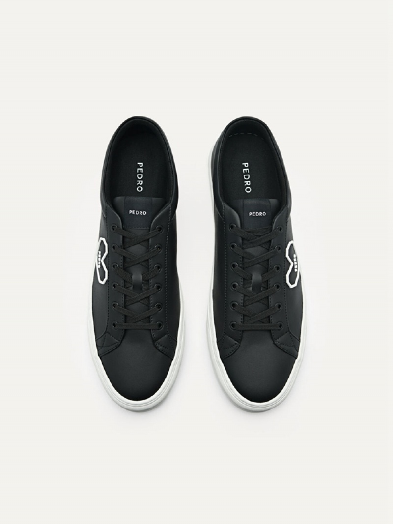 Black Men's Pedro Ridge Court Sneakers | IHSXMV-769