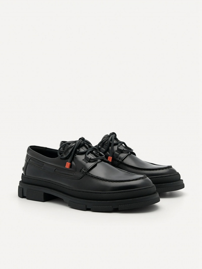 Black Men's Pedro Rodney Leather Derby Shoes | LAIMZQ-267